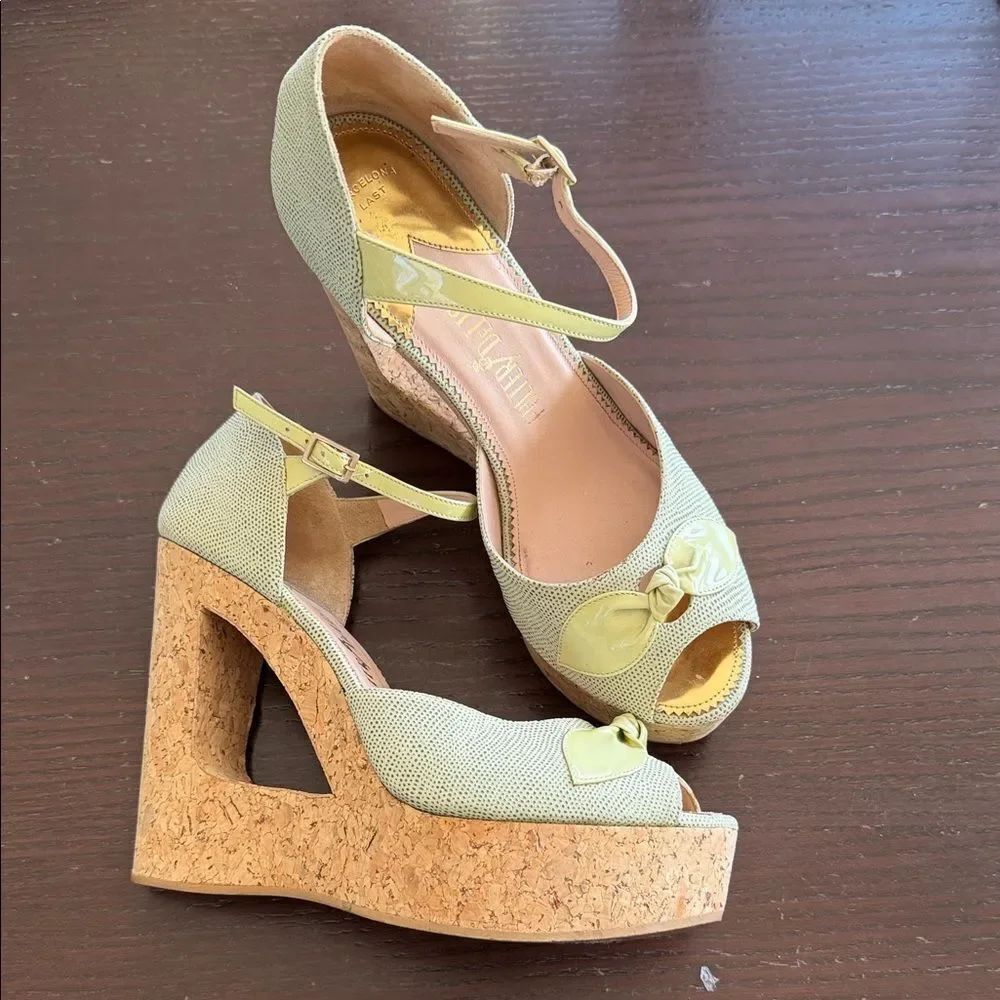 Valentino Cream and Tan Wedge Sandals